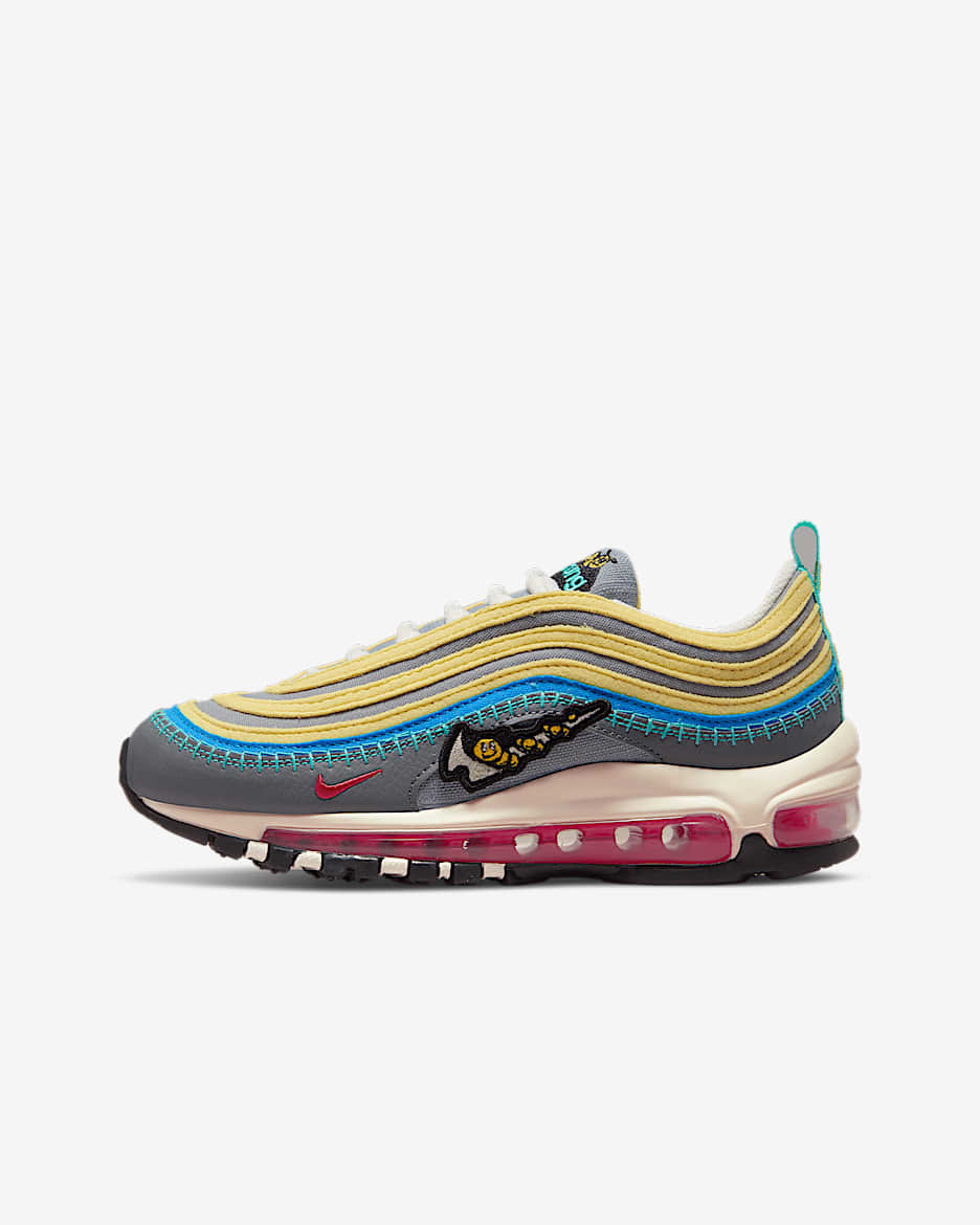 Nike Air Max 97 SE (GS) 大童运动童鞋 - 铁灰/微粒灰/亮黄/幻影灰白
