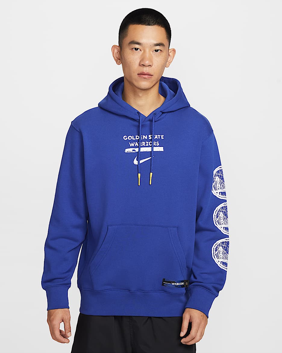 金州勇士队 Nike 男子套头连帽衫 - 灯草蓝/阿马里洛黄