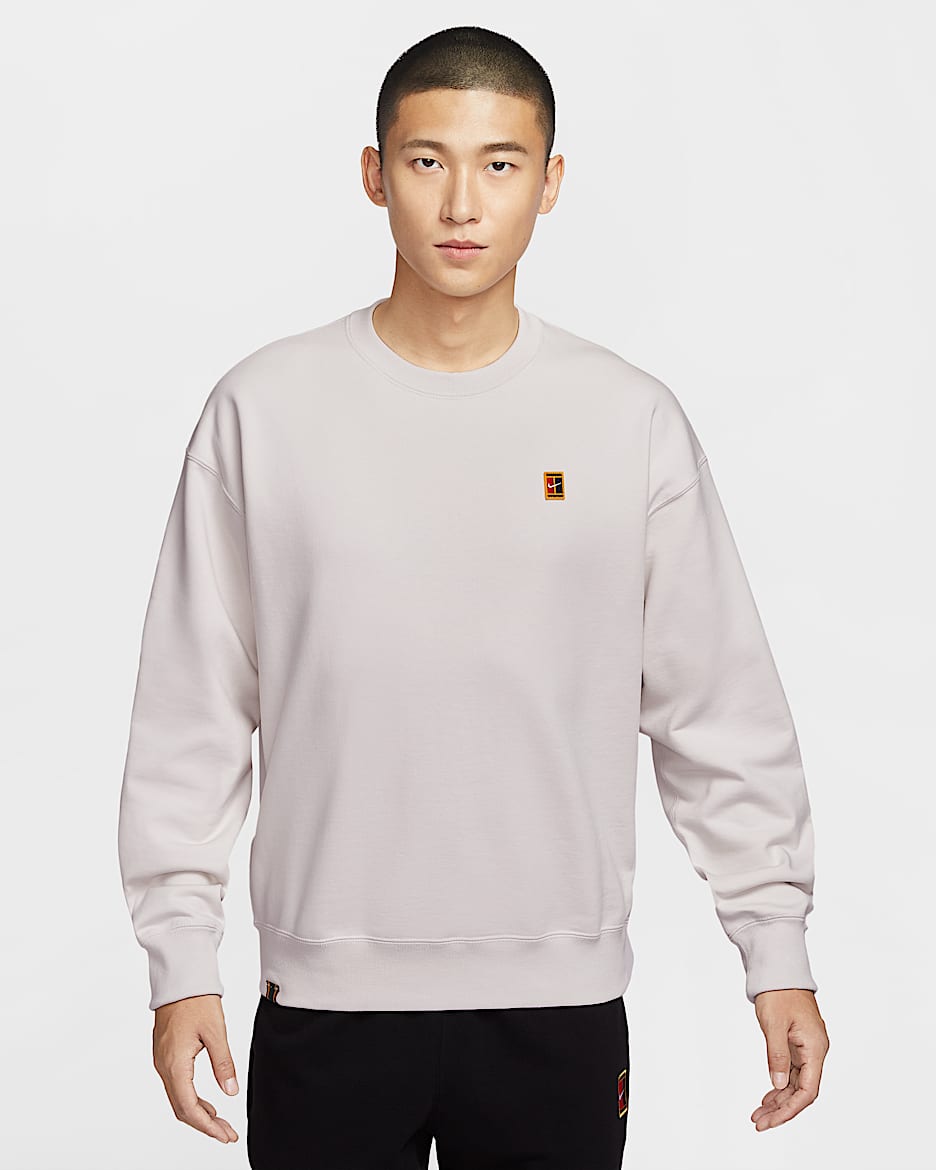 NikeCourt 男子法式毛圈圆领上衣 - 幻影灰白