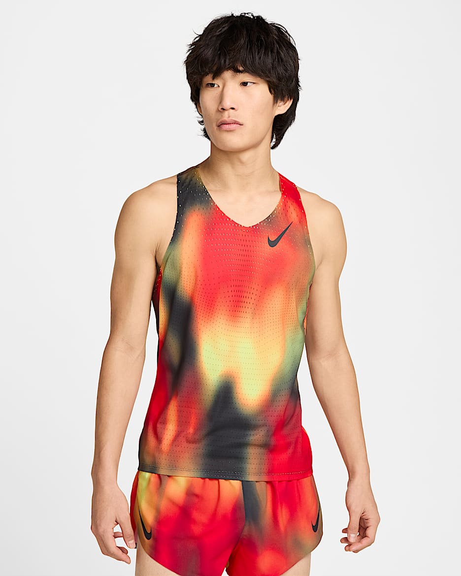 Nike AeroSwift Elite Entry Dri-FIT ADV 男子速干跑步背心 - 浅柠檬黄/浅深红/黑/黑