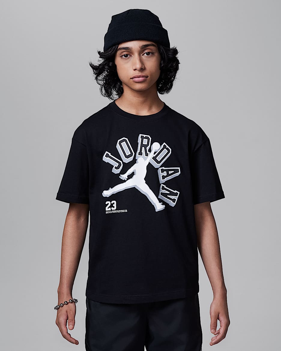 Jordan Varsity Jumpman 大童T恤 - 黑/白色