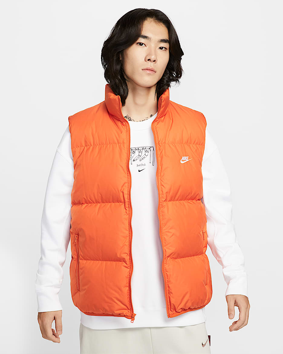 Nike Sportswear Club Therma-FIT 男子拒水羽绒马甲 - 篝火橙/白色