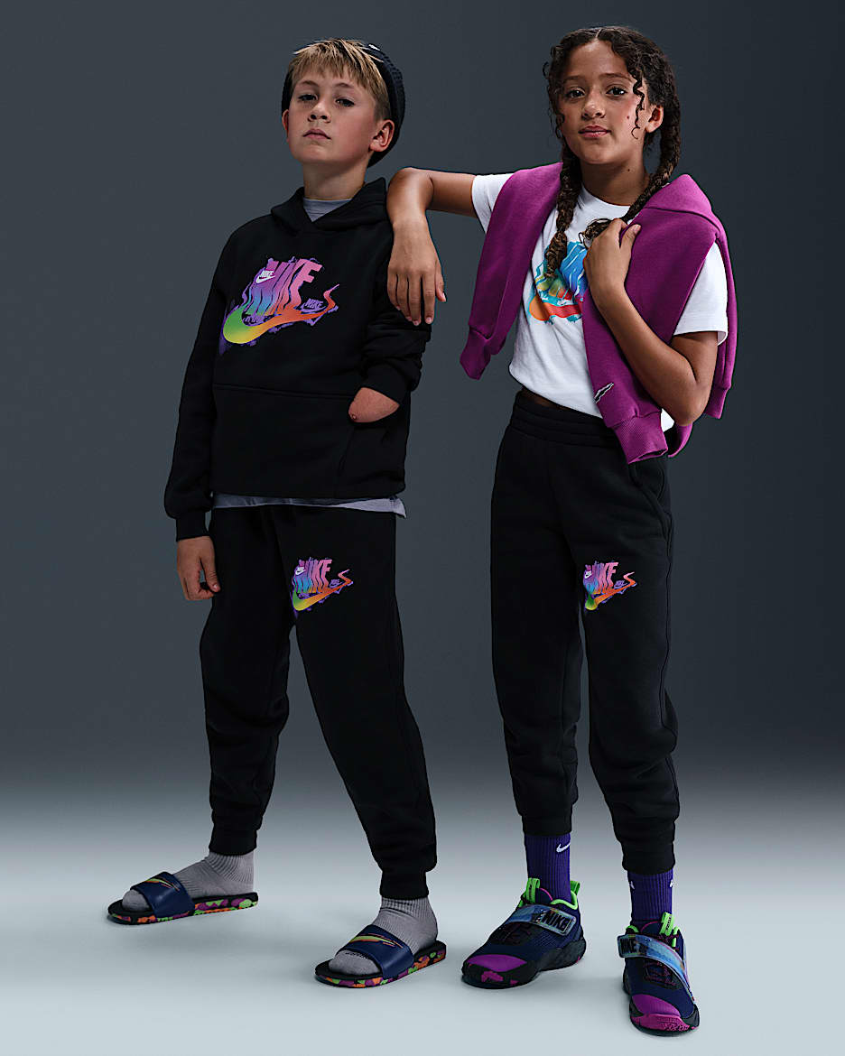 Nike Sportswear Club Fleece 大童加绒长裤 - 黑/白色