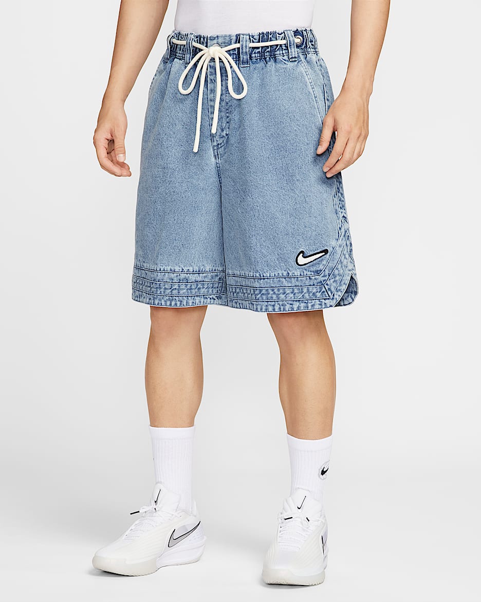 Nike 男子牛仔布篮球短裤 - 蓝灰/淡象牙白