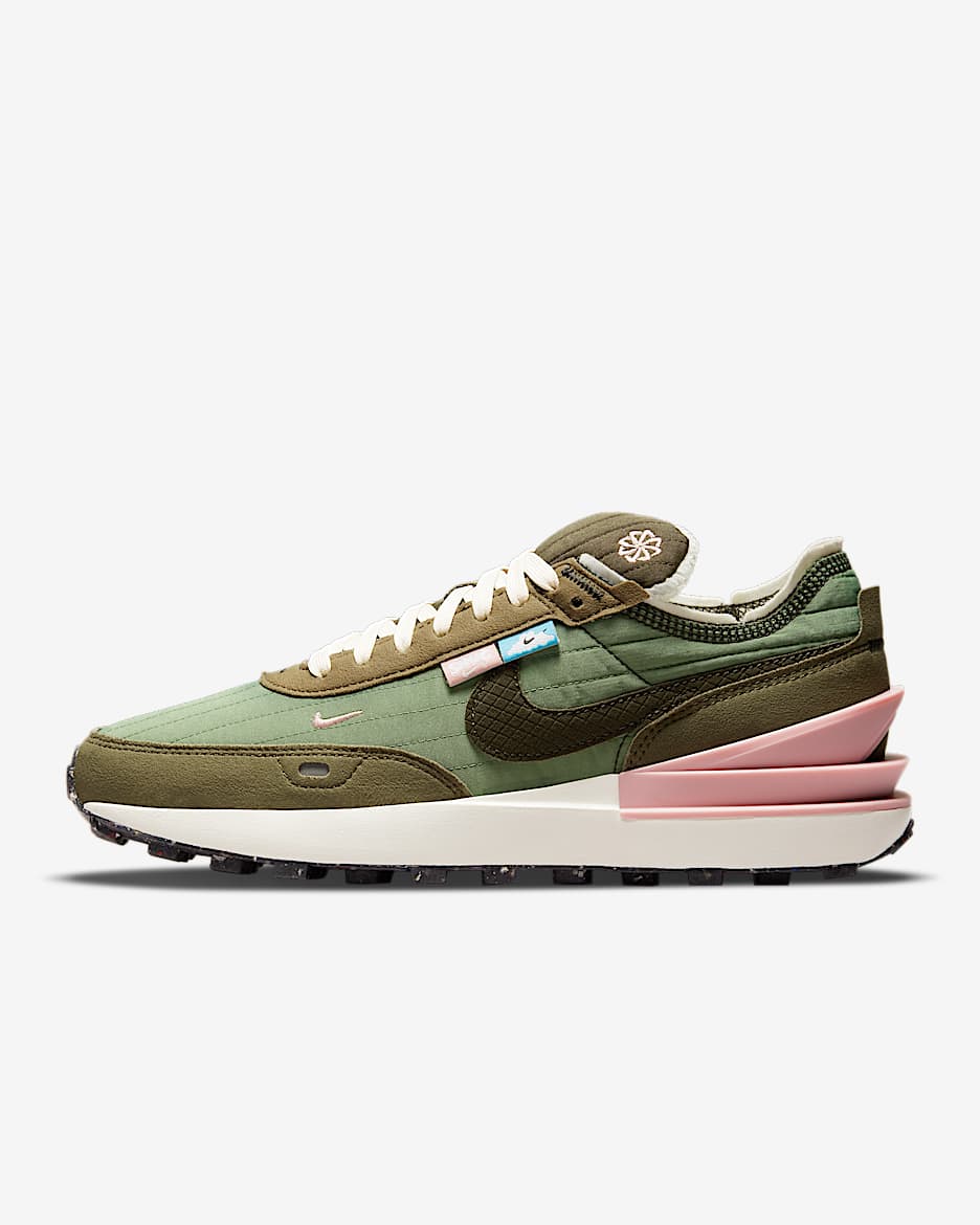 Nike Waffle One NN 女子运动鞋 - 油绿/帆白/釉粉/红杉绿