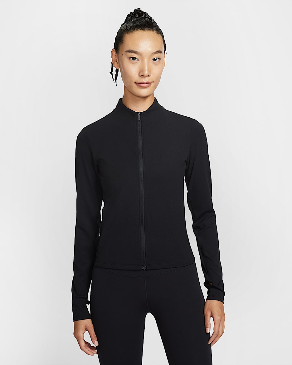 Nike Zenvy Dri-FIT 女子速干全长拉链开襟上衣 - 黑/冷灰