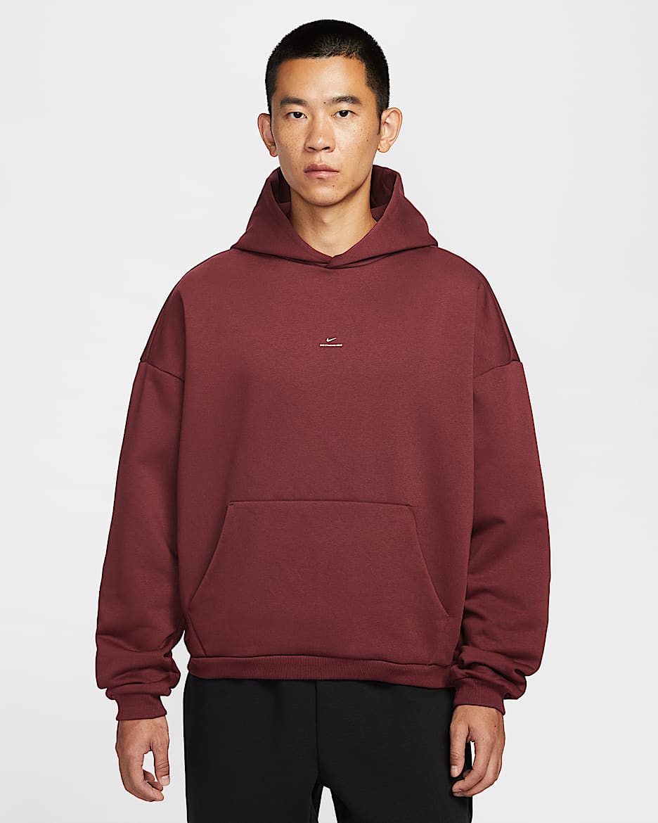 Nike Standard Issue Therma-FIT 男子加绒篮球套头连帽衫 - 暗队红/淡象牙白