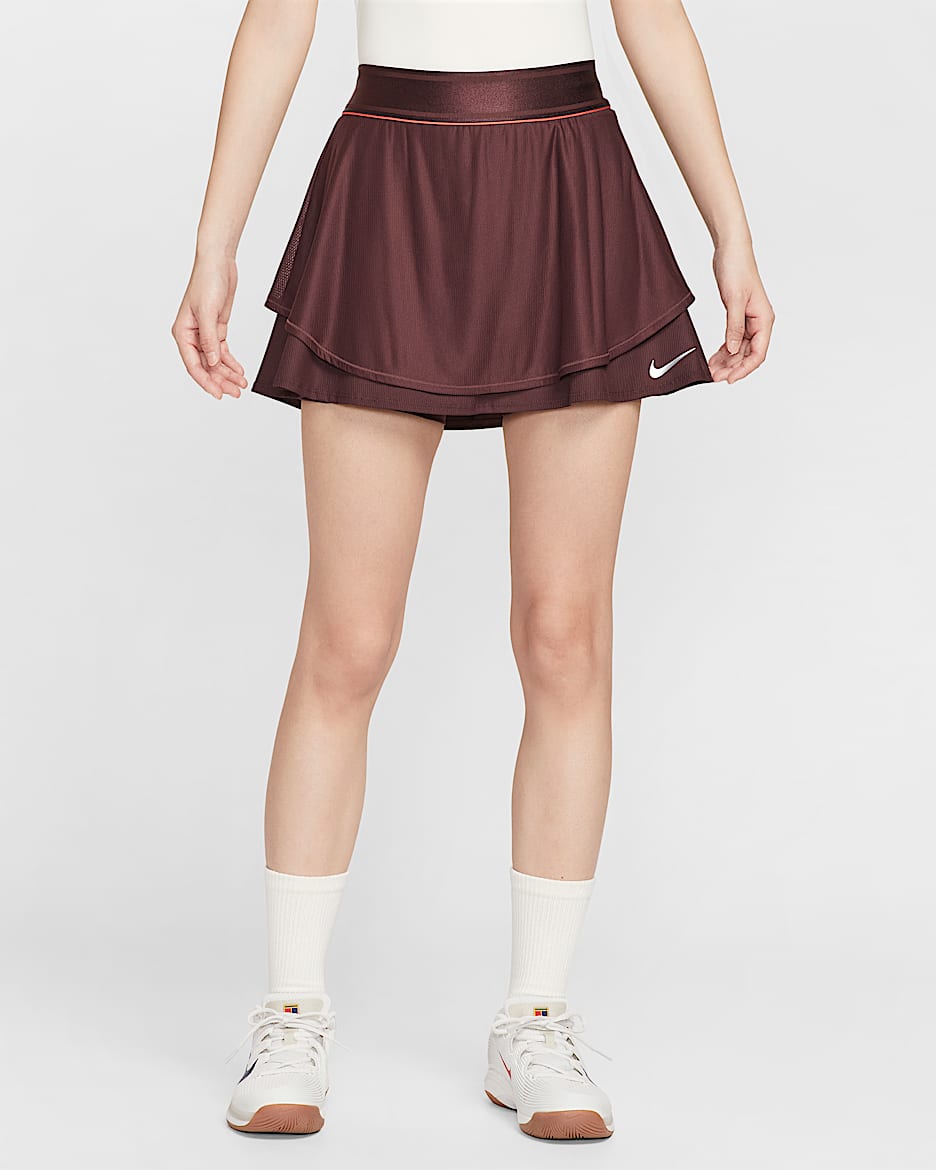 NikeCourt Slam Dri-FIT 女子速干高腰网球半身裙 - 鲜亮勃艮第酒红/浅深红