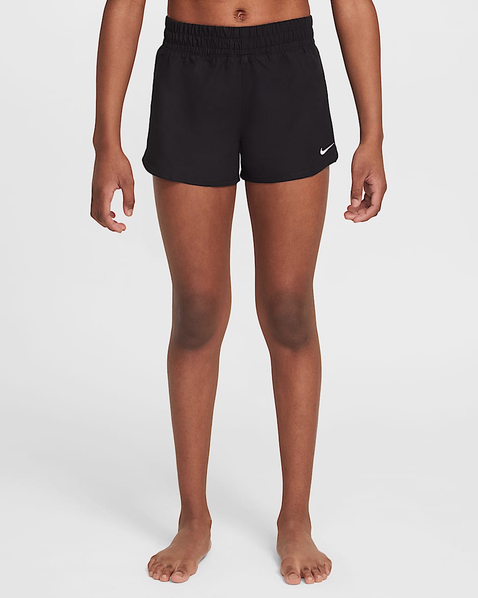 Nike Swim 大童（女孩）沙滩短裤 - 黑/白色