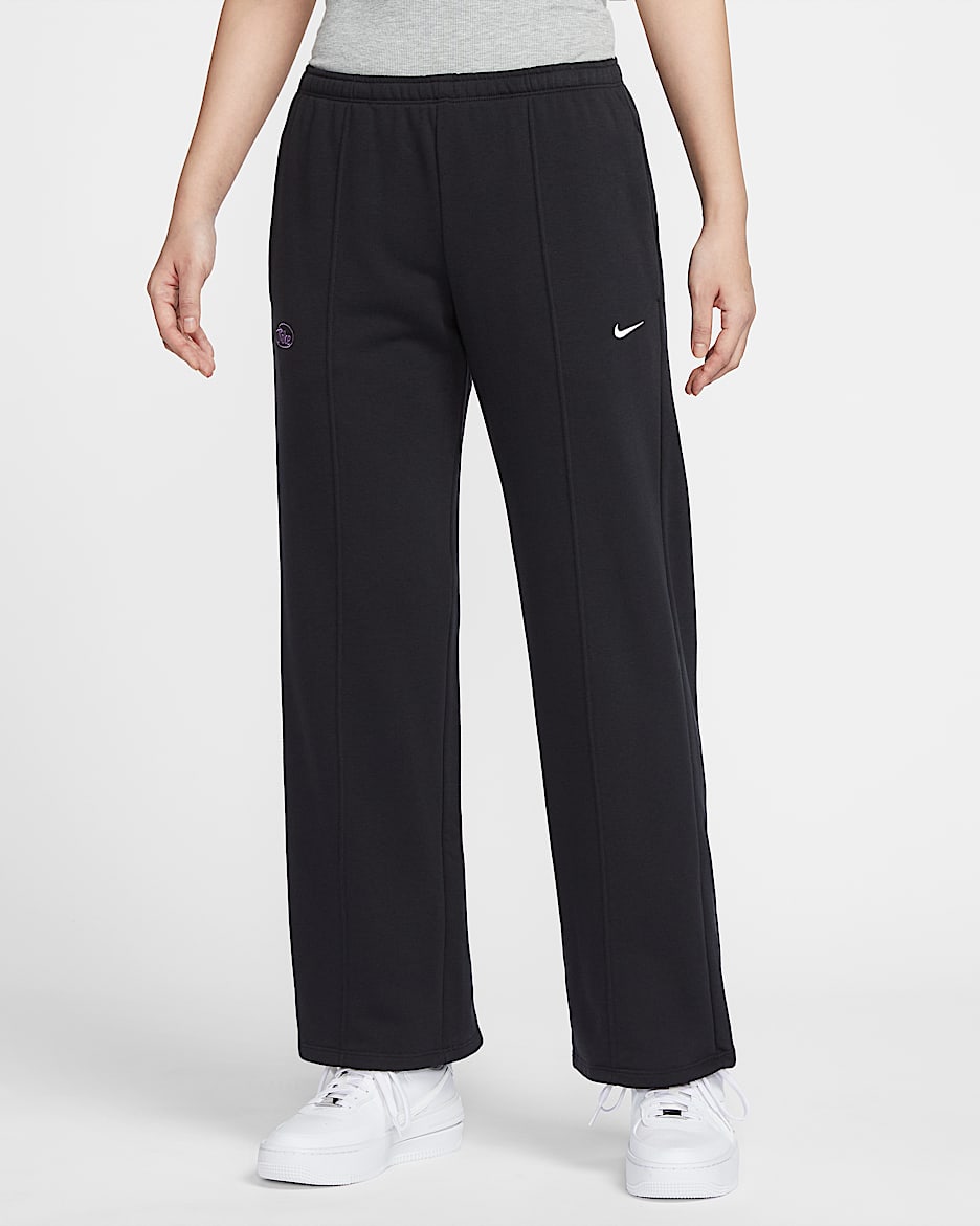 Nike Sportswear Chill Terry 女子中腰法式毛圈直筒运动裤 - 黑