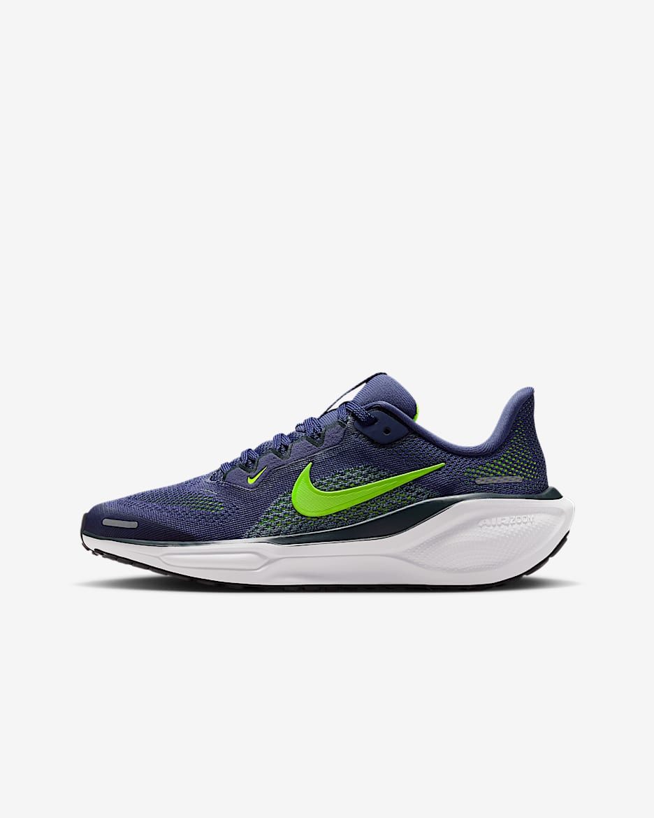 Nike Pegasus 41 耐克小飞马大童体考公路跑步鞋 - 沙紫/海藻绿/大炮灰/荧光黄