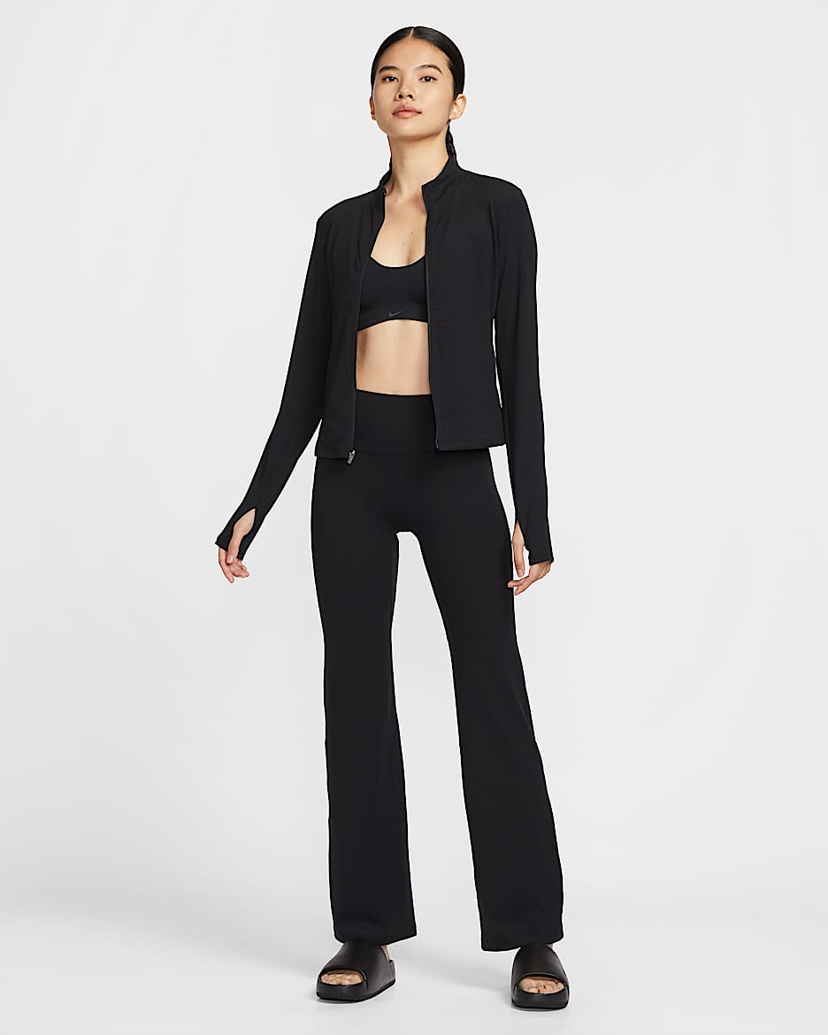 Nike Zenvy 女子速干高腰喇叭紧身裤 - 黑/冷灰