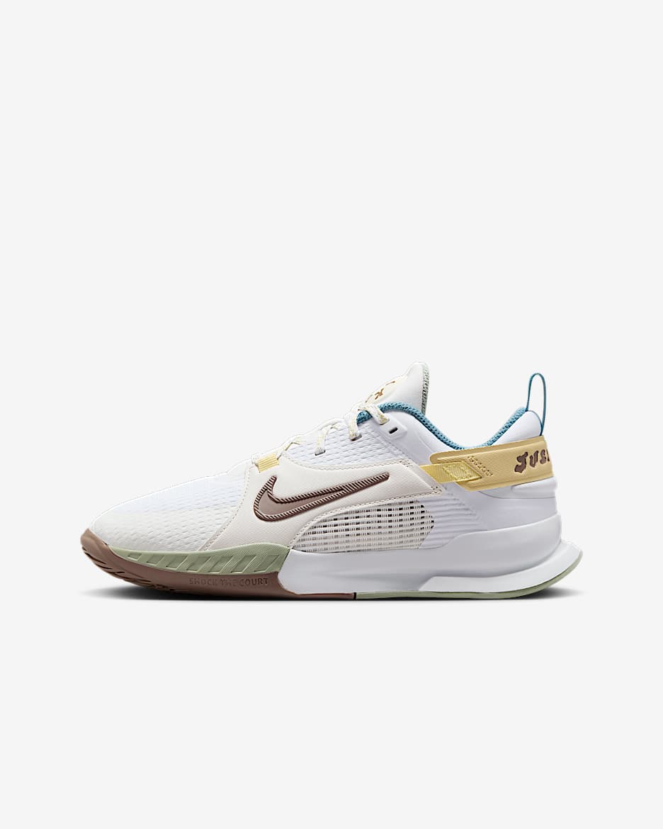 Nike Crosscourt 六边形小将大童运动鞋 - 白色/白色/山峰白/貂棕