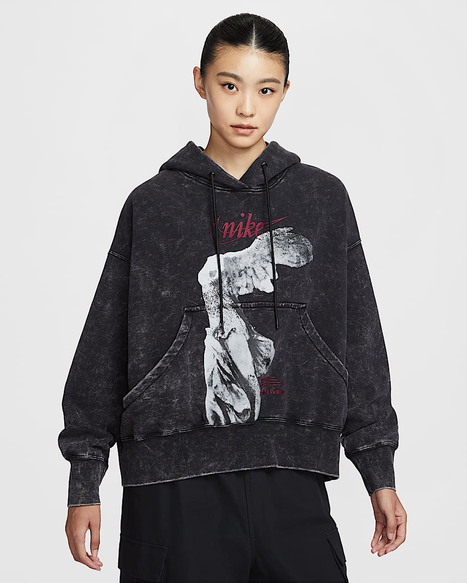 Nike Sportswear 女子 Oversize 风套头针织连帽衫 - 黑