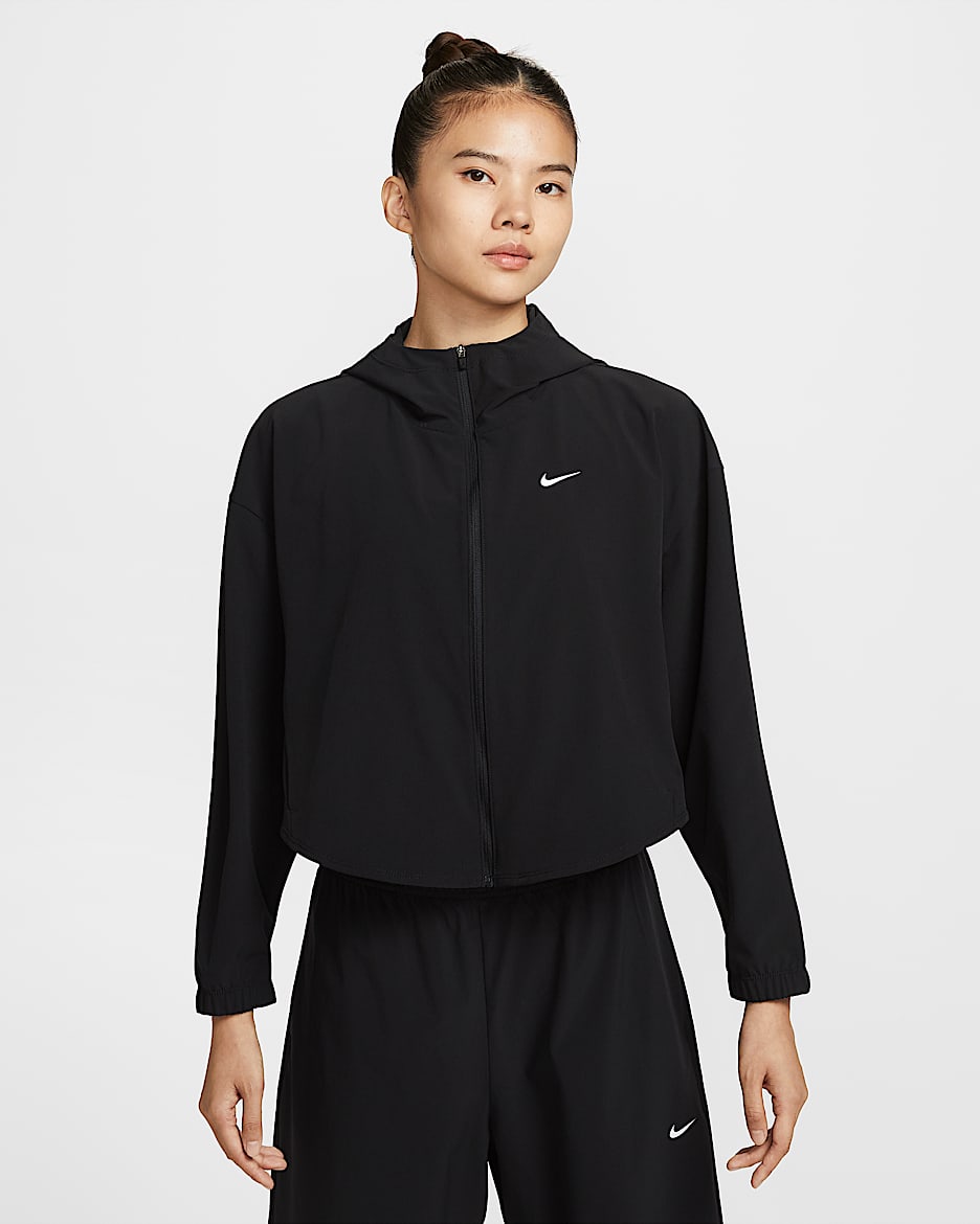 Nike One Repel 女子拒水 Oversize 风连帽梭织夹克 - 黑/白色