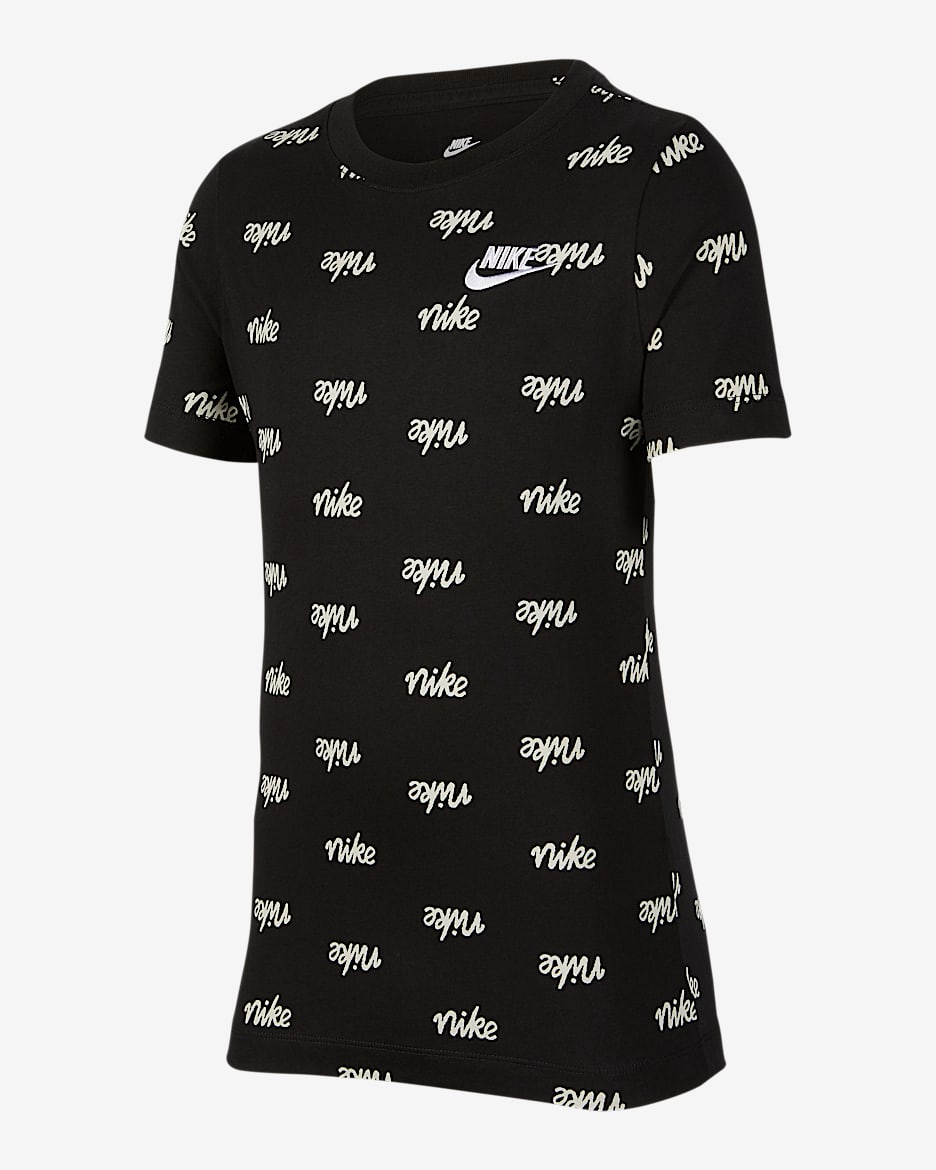 Nike Sportswear 大童（男孩）T恤 - 黑/白色/白色