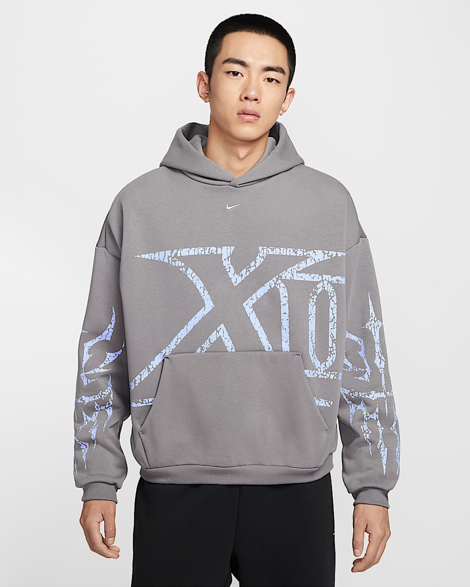 Ja Therma-FIT 莫兰特男子加绒套头篮球连帽衫 - 笔尖灰黑色/狂喜钴蓝