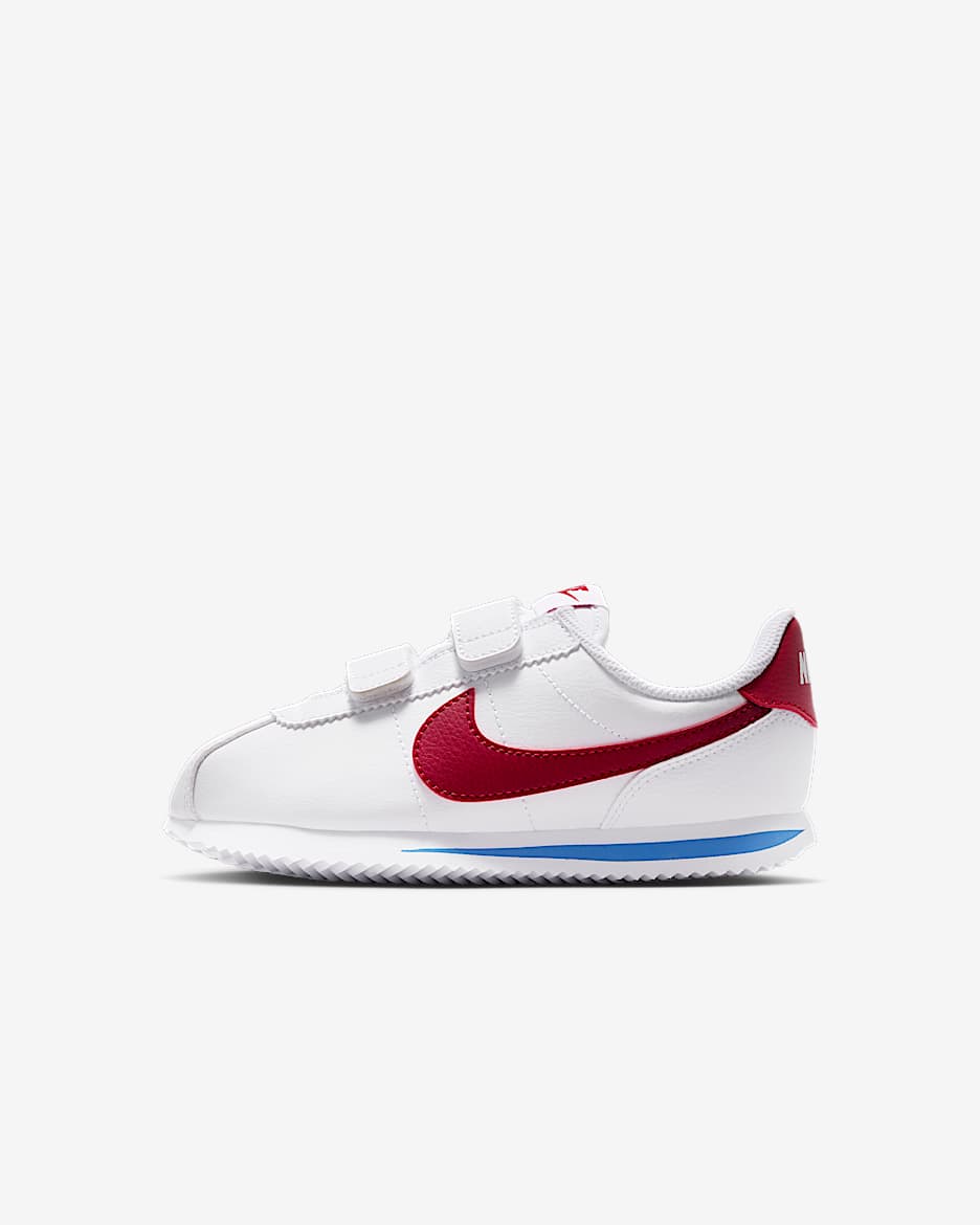 Nike Cortez 幼童运动鞋 - 白色/校园蓝/校园红