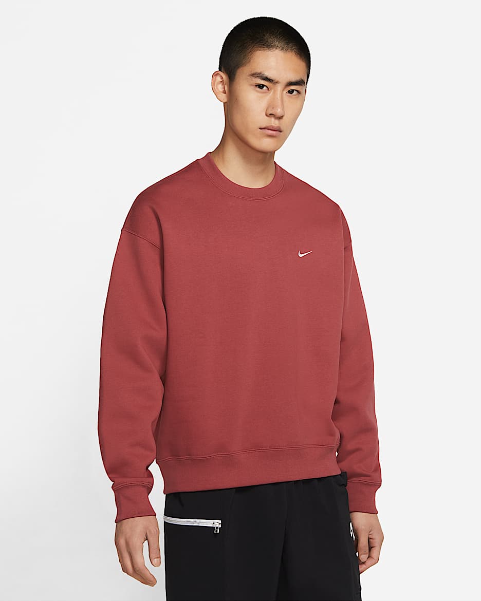 NikeLab 男子加绒圆领上衣 - 杉木红/白色