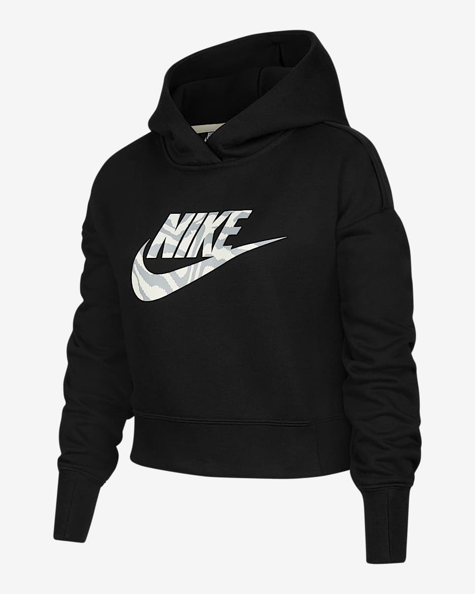 Nike Sportswear 大童（女孩）短款连帽衫 - 黑