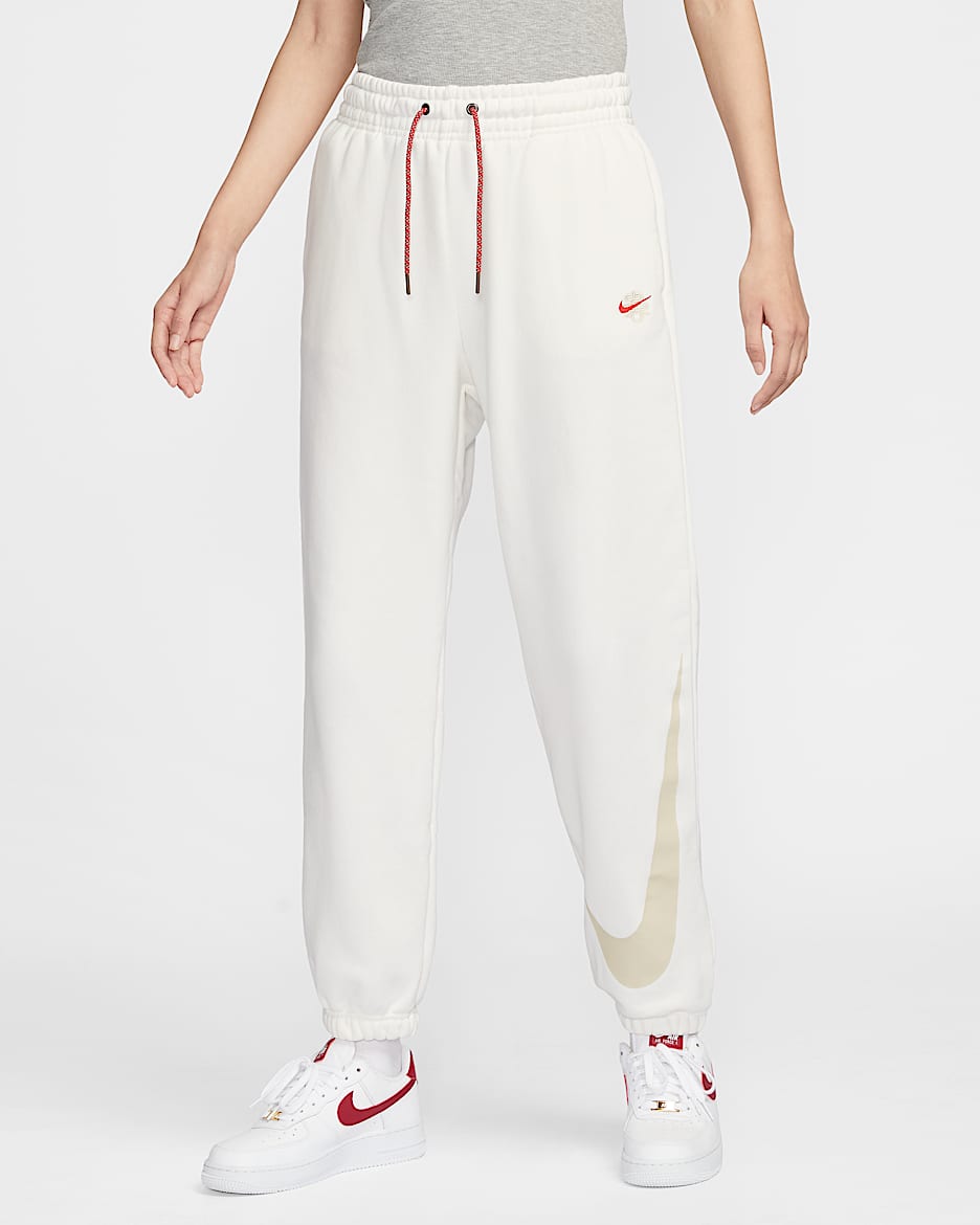 Nike Sportswear 耐克灵蛇迎新系列女子高腰 Oversize 风运动裤 - 帆白