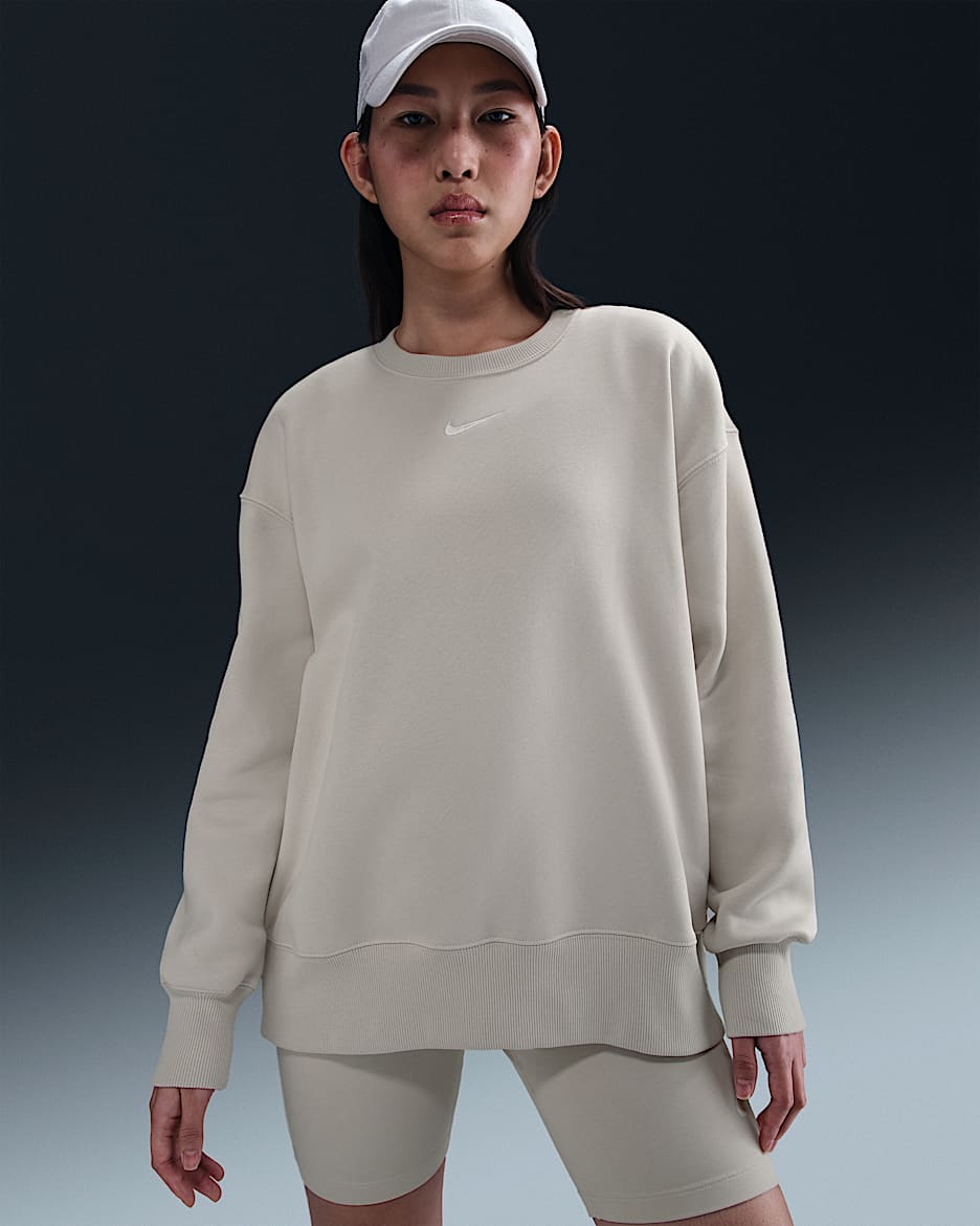 Nike Sportswear Phoenix Fleece 女子 Oversize 风加绒圆领运动衫 - 浅土褐/帆白