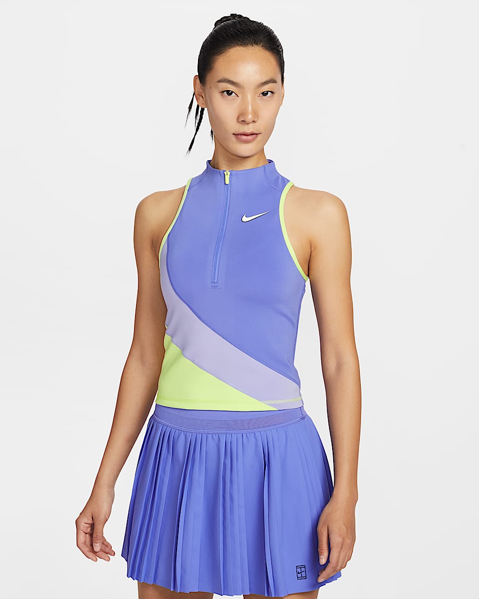 NikeCourt Slam Dri-FIT 郑钦文同款女子速干网球背心 - 宝石蓝/浅蓟紫/浅柠檬黄/白色