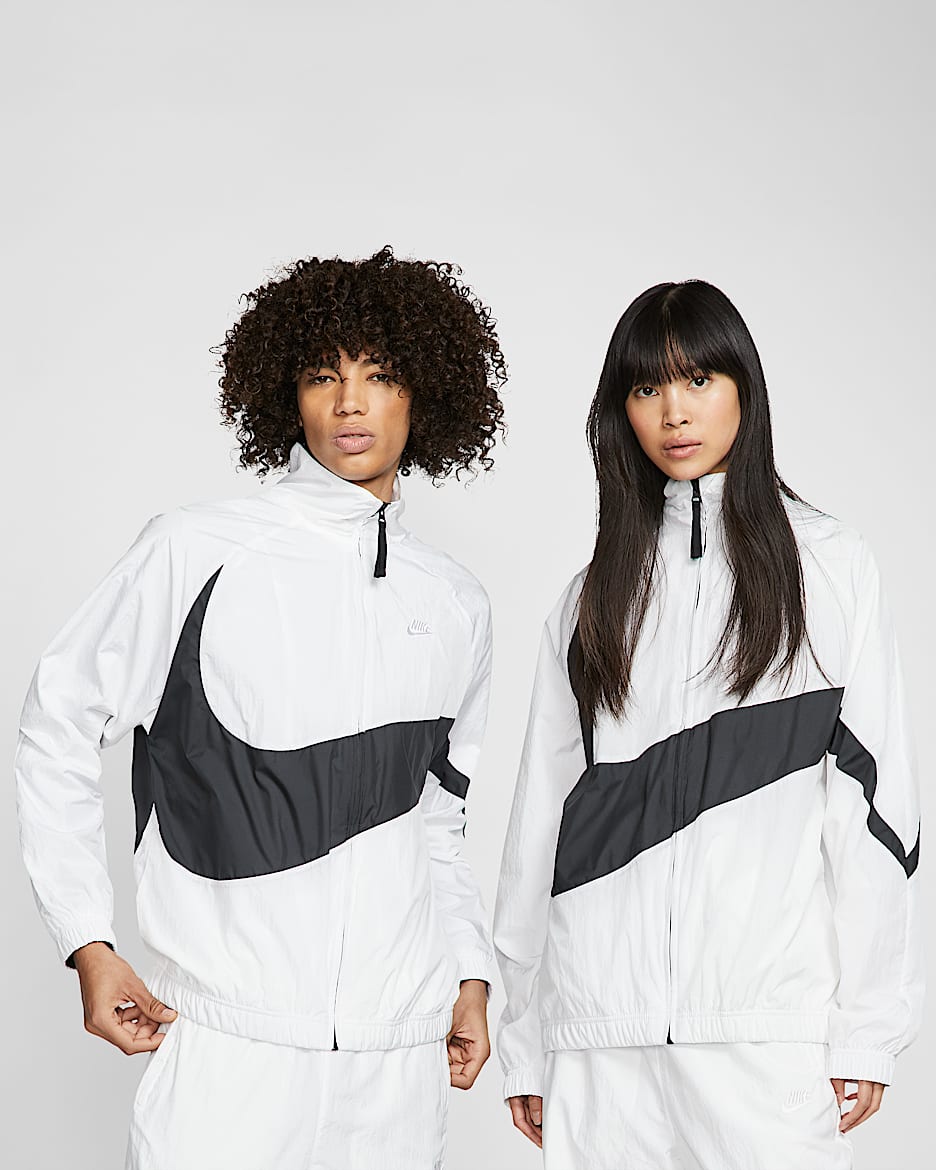 Nike Sportswear "Swoosh" 男子梭织夹克 - 白色/黑/白色/白色