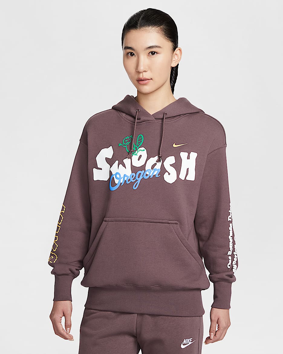 Nike Sportswear 女子 Oversize 风套头连帽衫 - 图腾黑紫