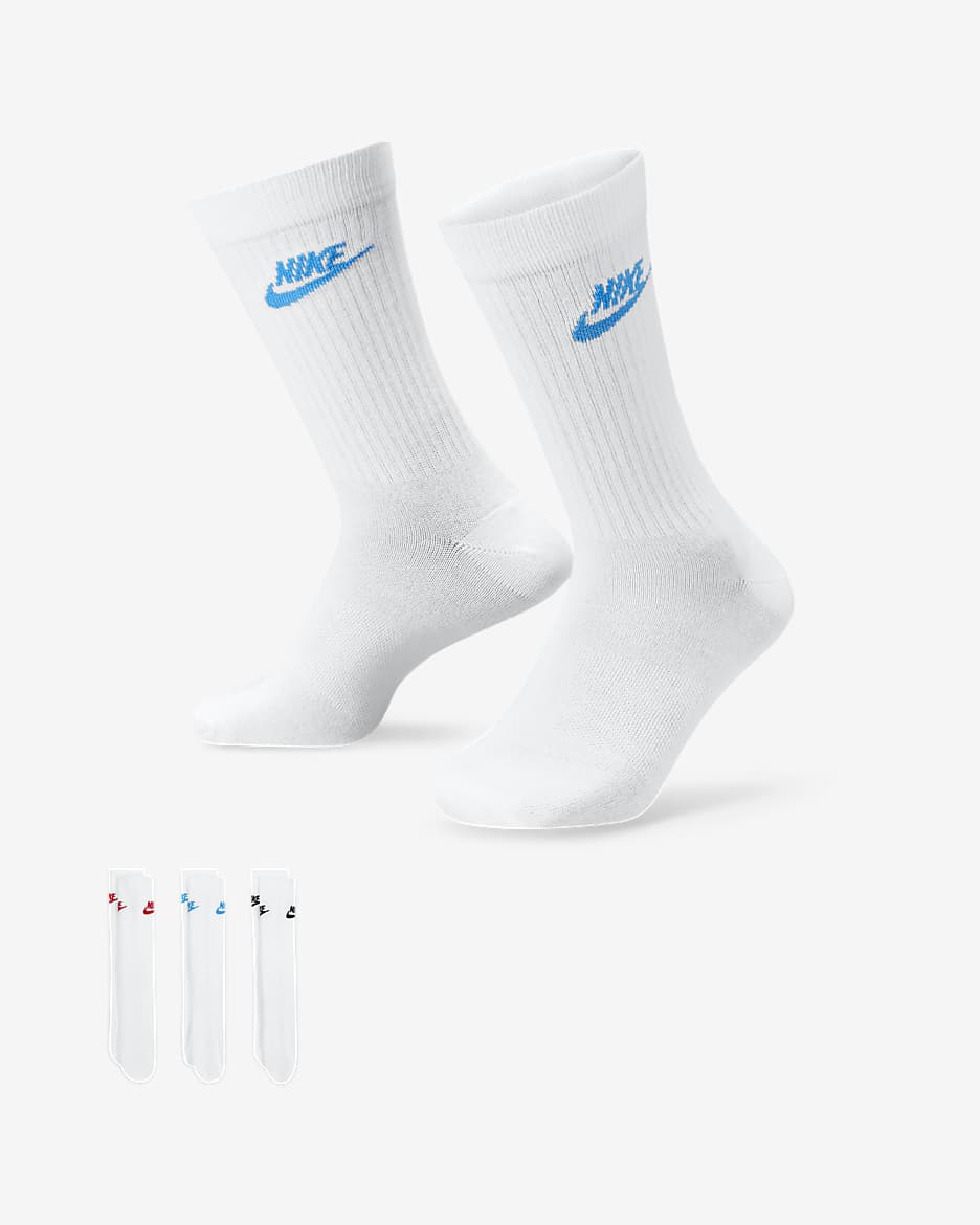 Nike Sportswear Everyday Essential 速干中筒运动袜（3 双） - 多色