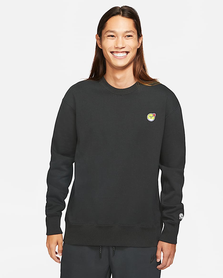 Nike Sportswear 男子圆领起绒上衣 - 黑/黑