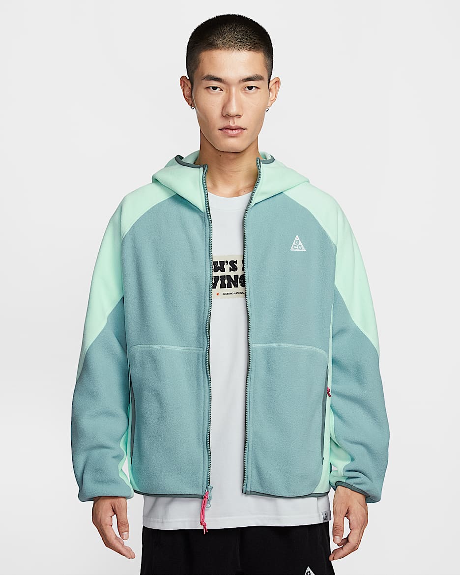 Nike ACG "Wolf Tree" 男子摇粒绒全长拉链开襟连帽衫 - 泡沫薄荷绿/加农绿/土绿/山峰白