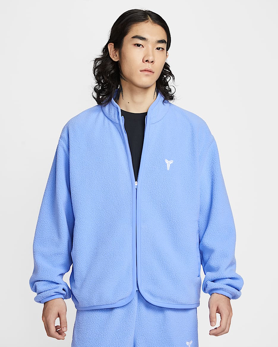 Kobe 科比男子冬季款仿羊羔绒篮球夹克 - 脉冲宝石蓝/铝蓝/白色