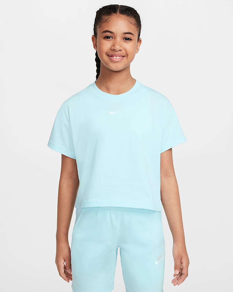 Nike Sportswear Essential 大童（女孩）T恤 - 冰川蓝