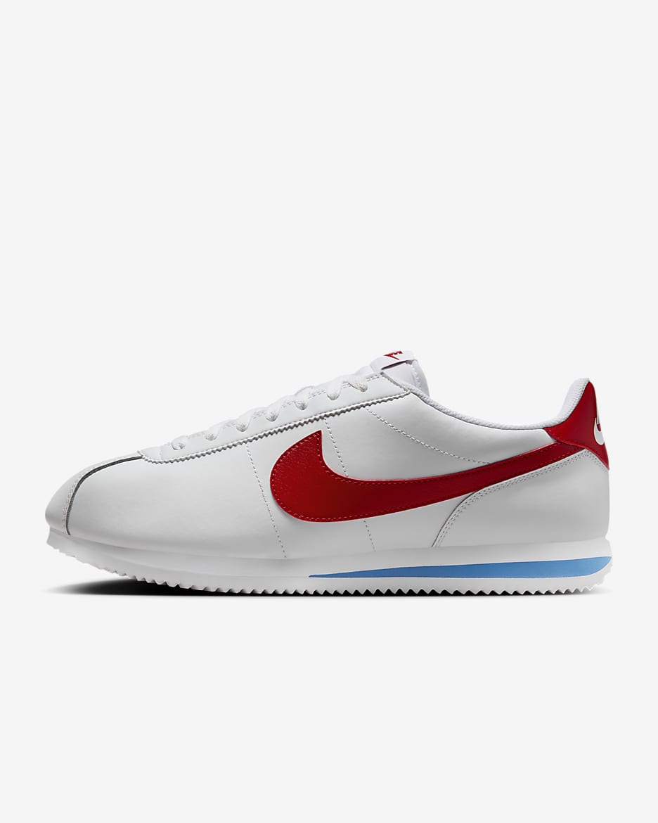 Nike Cortez 男子复古运动鞋 - 白色/校园蓝/校园红