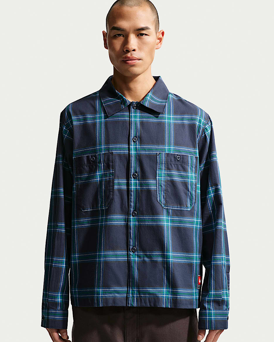 Nike Life 情人节系列男子长袖法兰绒衬衫 - 黑曜石色/黑曜石色/黑