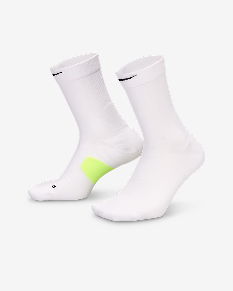 Nike Midweight Running 速干中筒运动袜（1 双） - 白色/荧光黄/黑