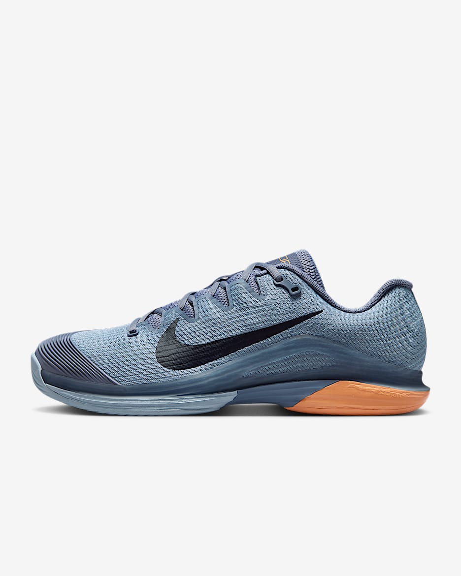 Nike Vapor 12 男子硬地球场网球鞋 - 灰石板蓝/浅军械蓝/马拉喀什橙/黑曜石色