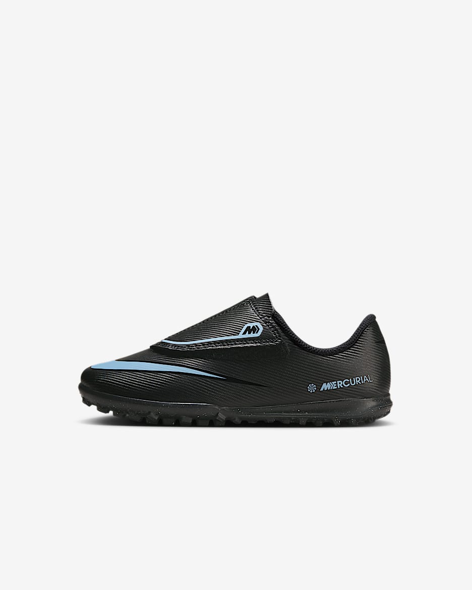 Nike Jr. Mercurial Vapor 16 Club 耐克刺客系列幼童人造场地飞盘低帮足球鞋 - 黑/冰蓝