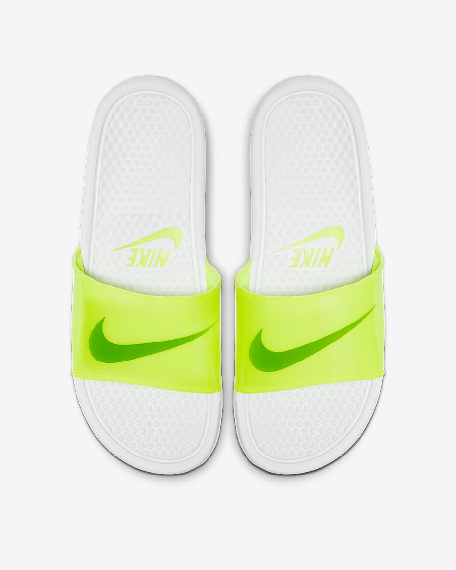 Nike Benassi JDI Print 男子拖鞋 - 荧光黄/白色/荧光黄