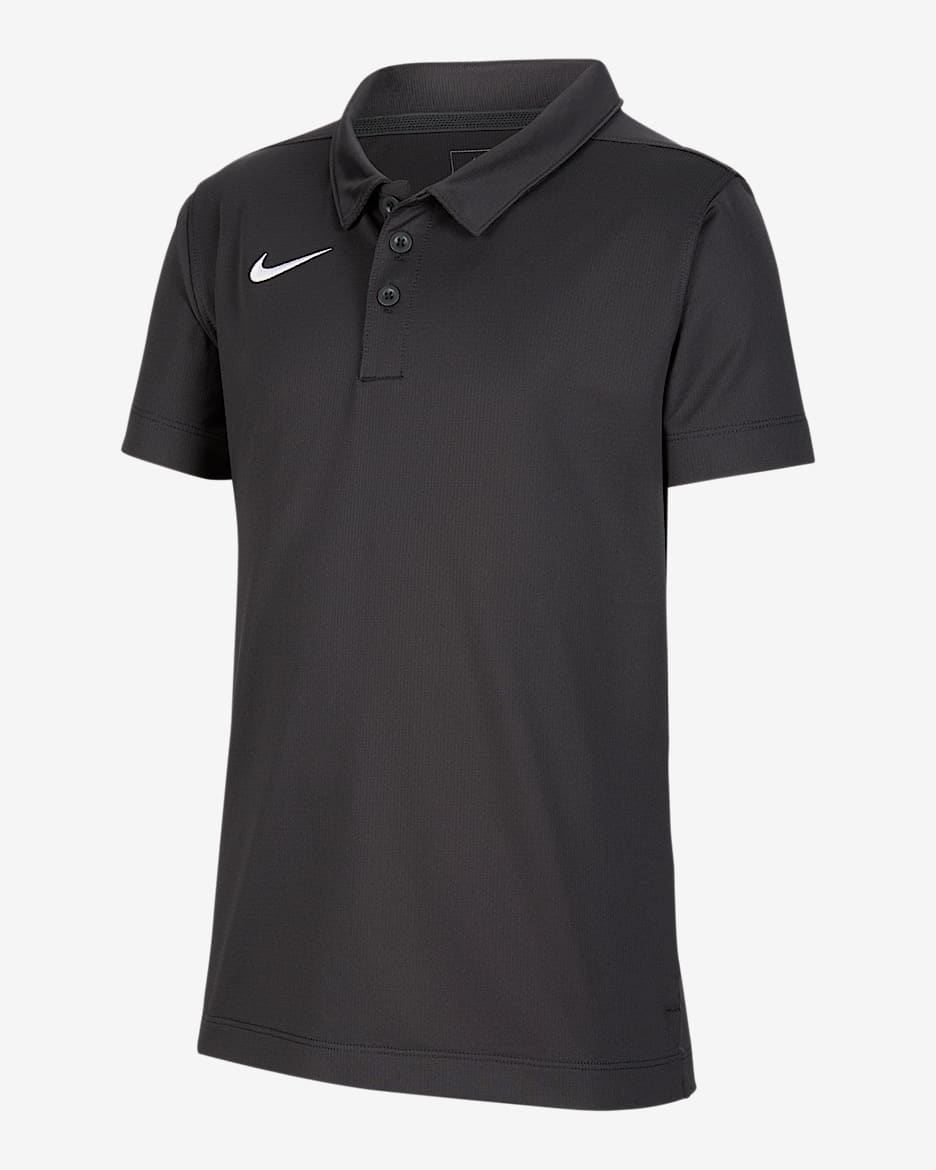 Nike Dri-FIT Stock 大童（男孩）速干翻领T恤 - 煤黑