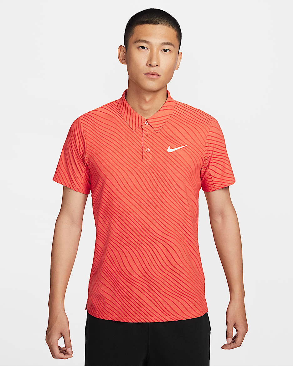 NikeCourt Slam Dri-FIT ADV 扬尼克·辛纳同款男子速干翻领T恤 - 草皮橙/草皮橙/白色