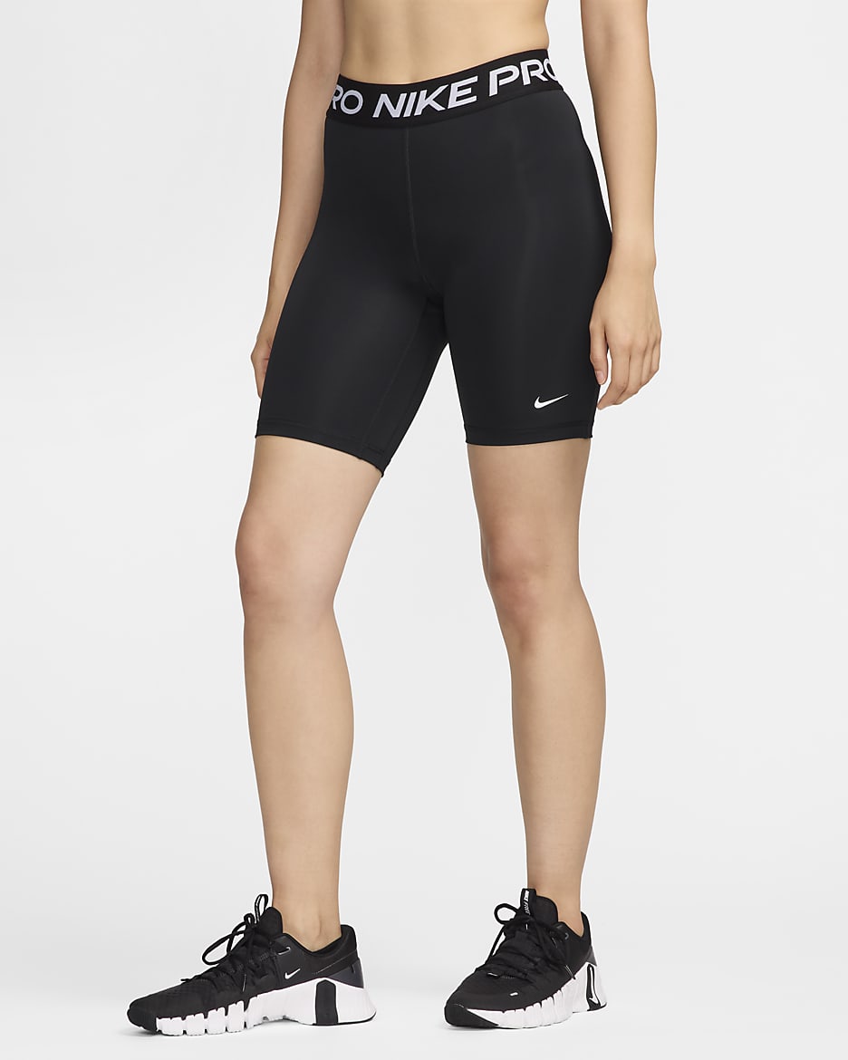 Nike Pro 365 8" 女子紧身训练短裤 - 黑/白色