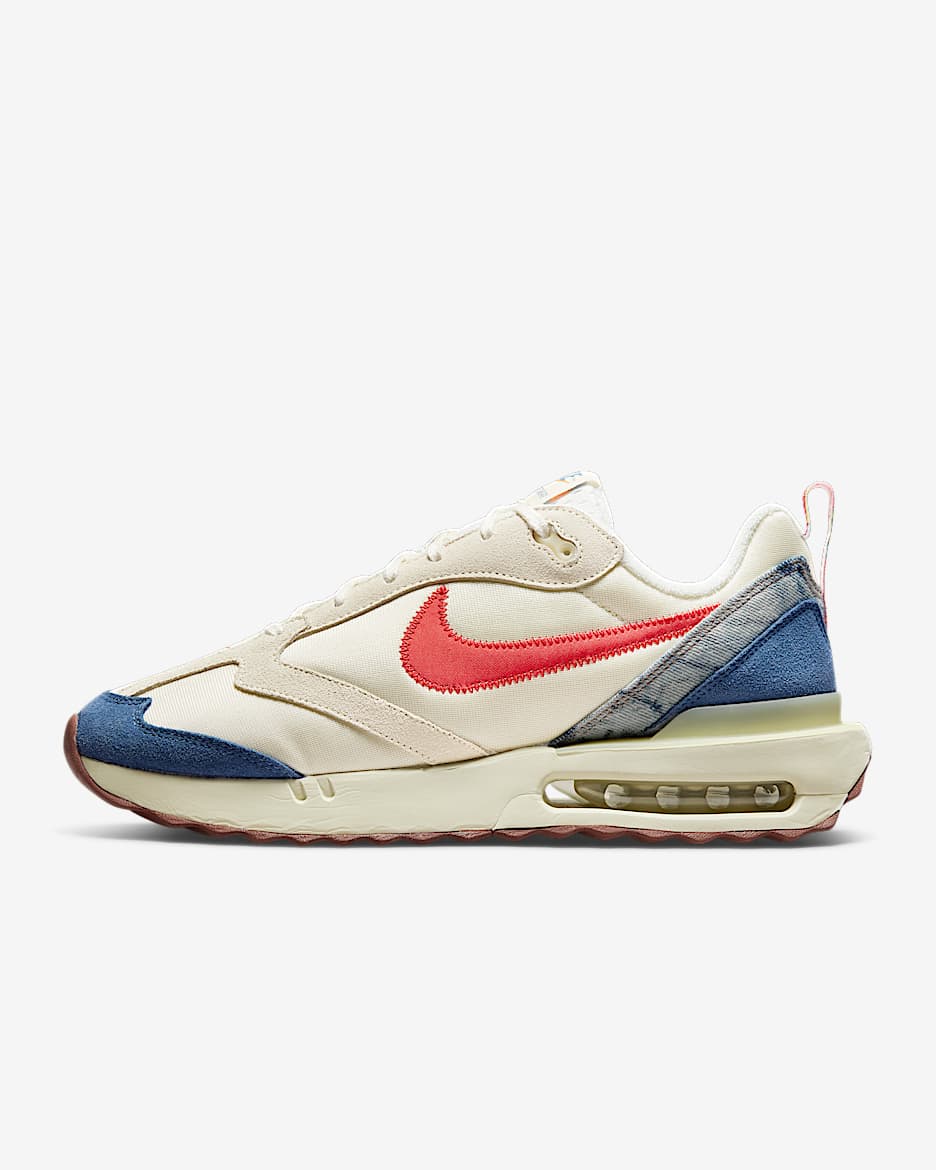 Nike Air Max Dawn 男子运动鞋 - 椰奶色/化石灰/神秘深海蓝/小径红