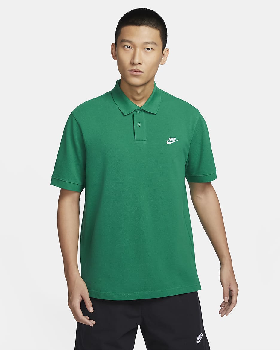 Nike Club 男子宽松版型短袖翻领T恤 - 孔雀绿/白色