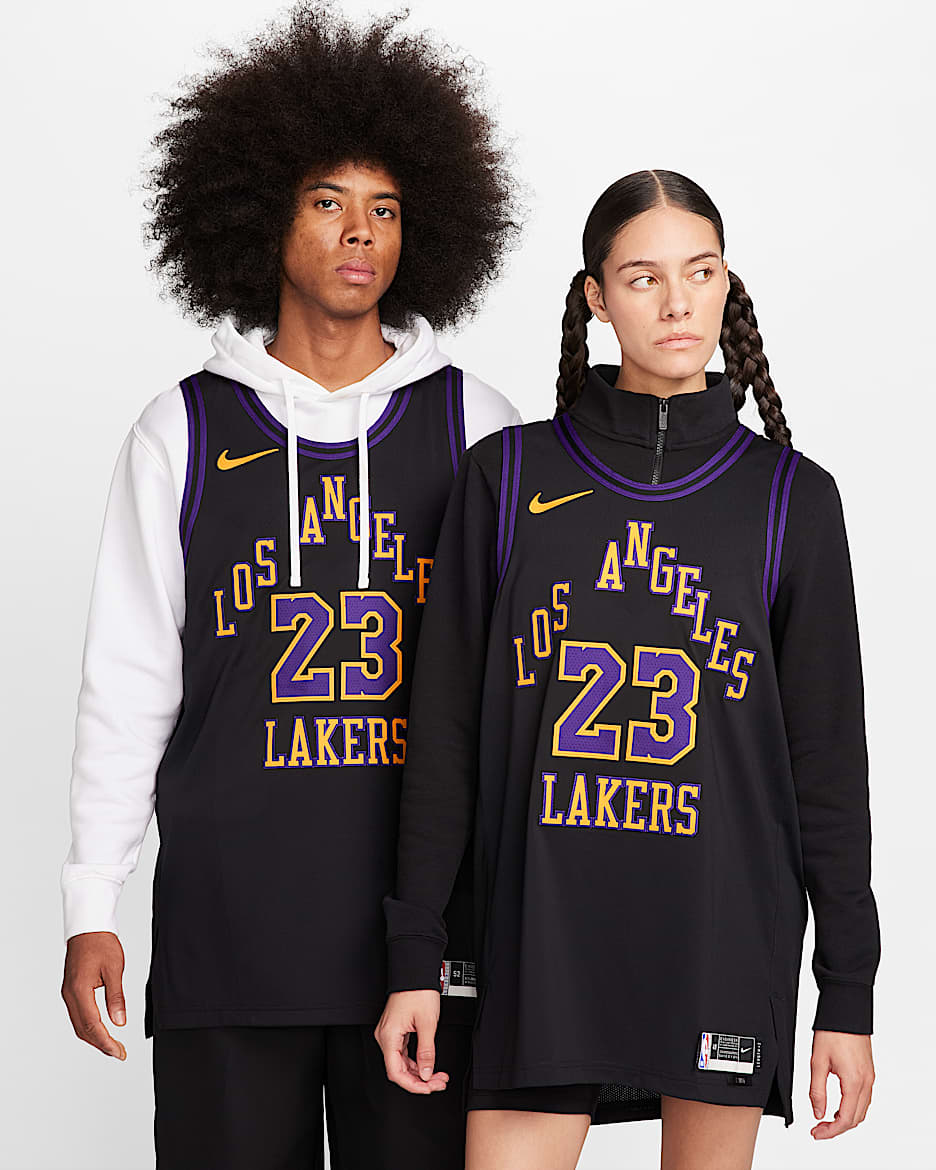 洛杉矶湖人队勒布朗·詹姆斯 (LeBron James) City Edition Nike Dri-FIT ADV NBA Authentic Jersey 男子速干球衣 - 黑