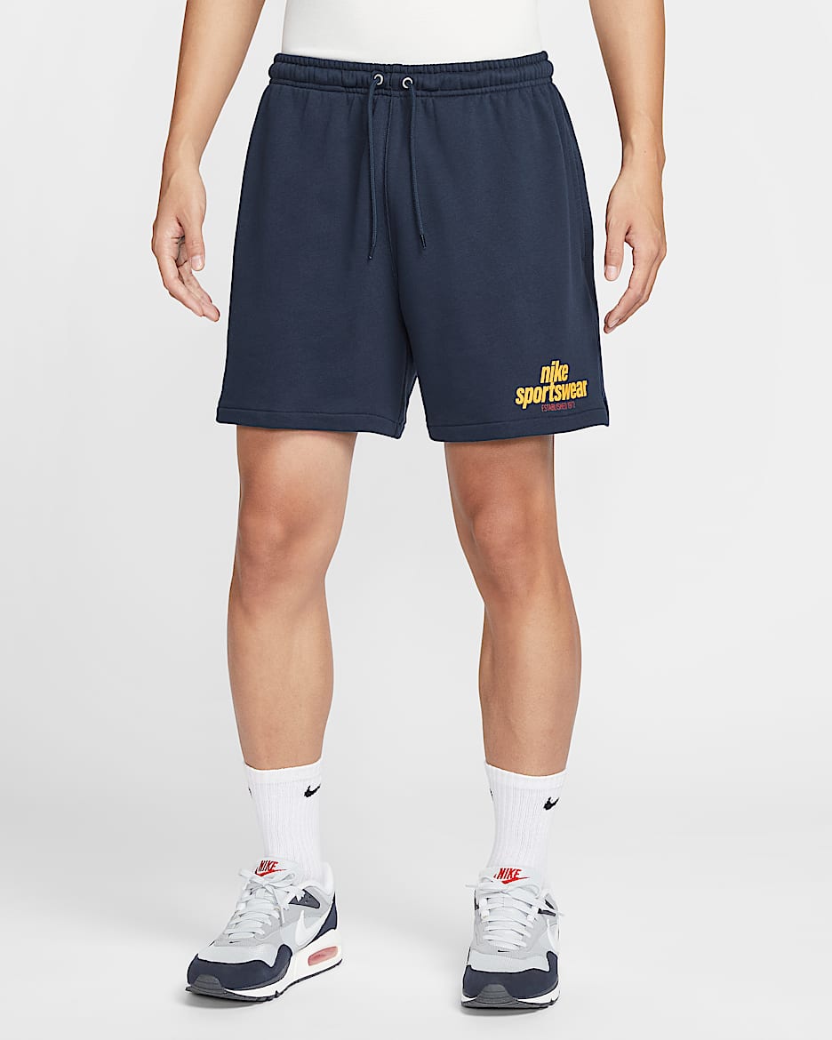Nike Club 男子法式毛圈短裤 - 黑曜石色/黑曜石色/大学金