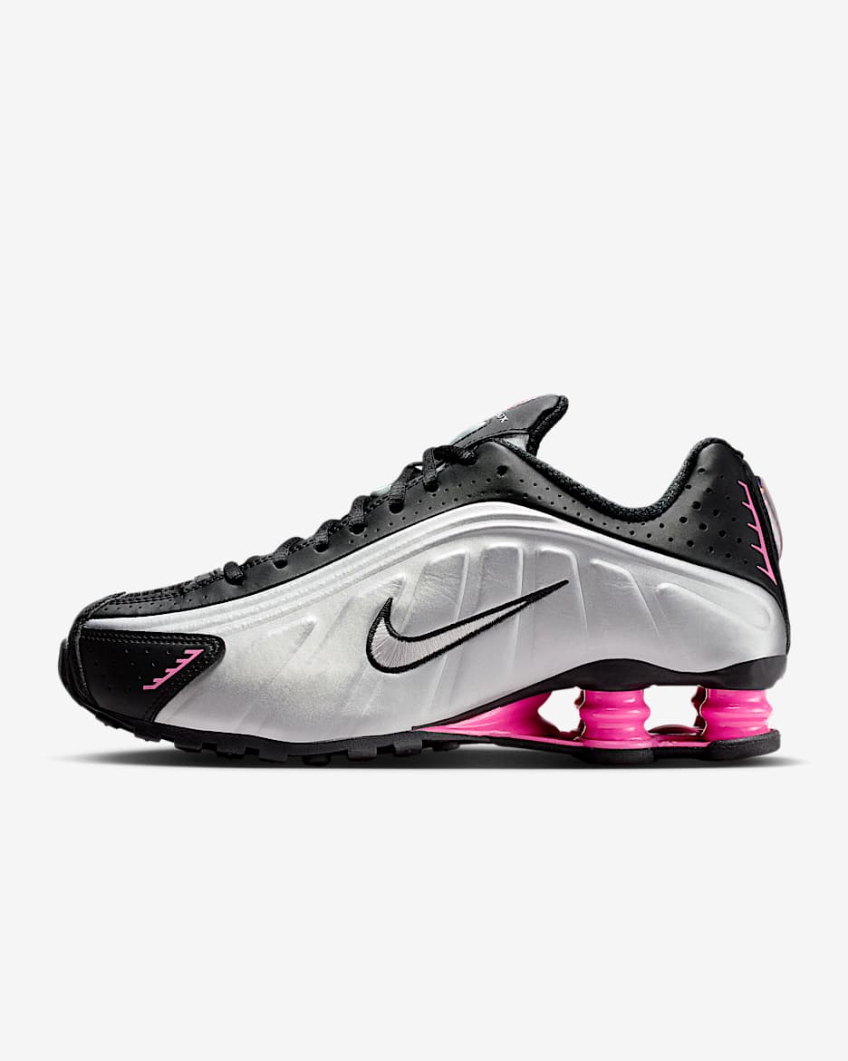 Nike Shox R4 KYOKA 同款女子气柱运动鞋 - 黑/亚紫粉/金属银