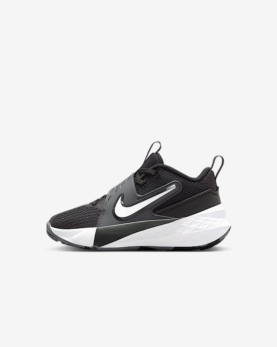 Nike Team Hustle D 12 幼童易穿脱运动鞋 - 黑/煤黑/白色