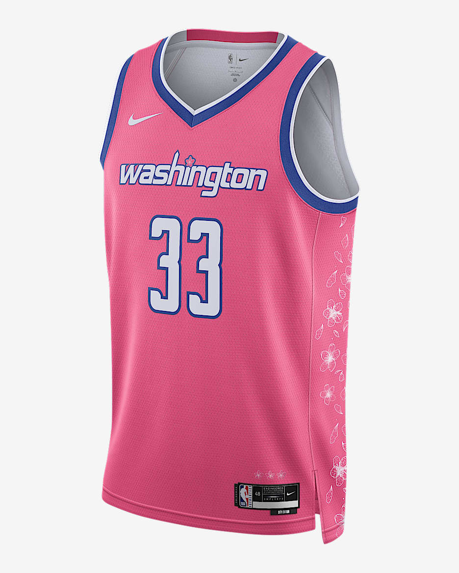 华盛顿奇才队 City Edition Nike Dri-FIT NBA Swingman Jersey 男子速干球衣 - 活力粉
